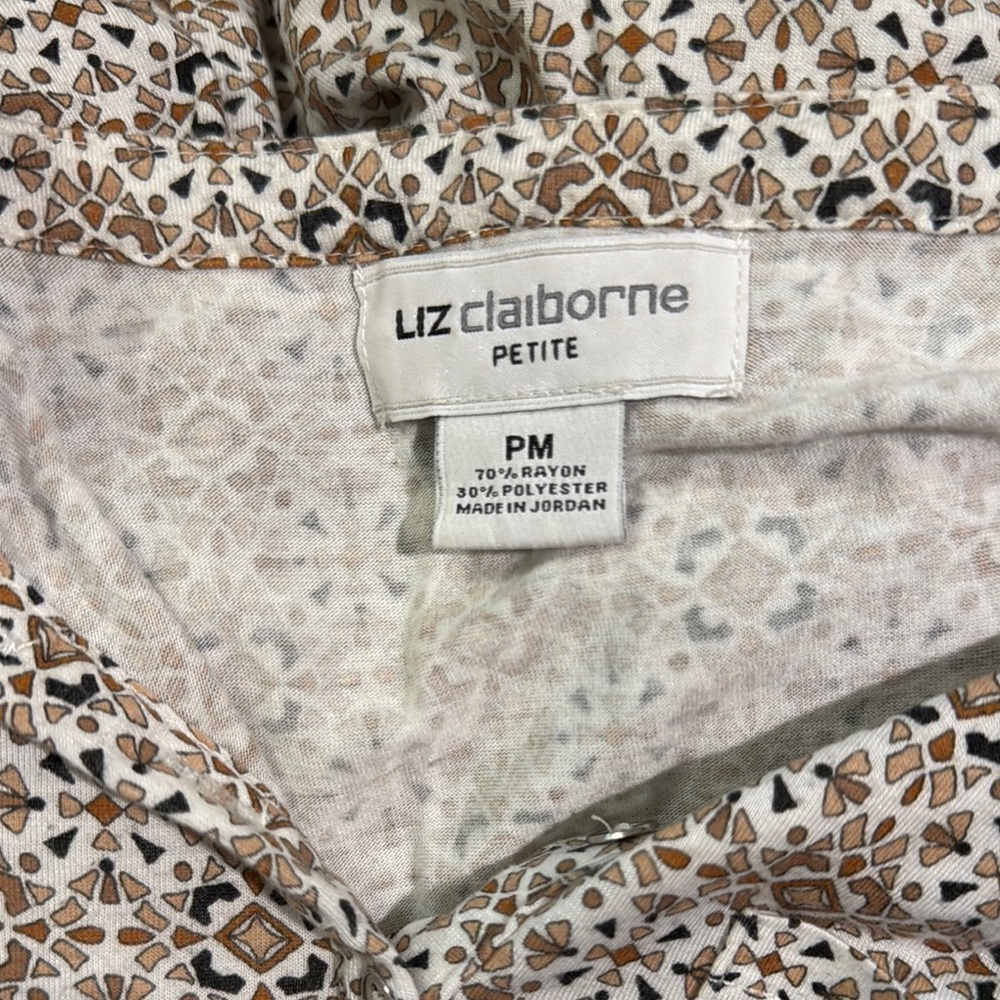 Liz Claiborne size petite medium Floral Sleeveless Top - Cream - Picture 6 of 6